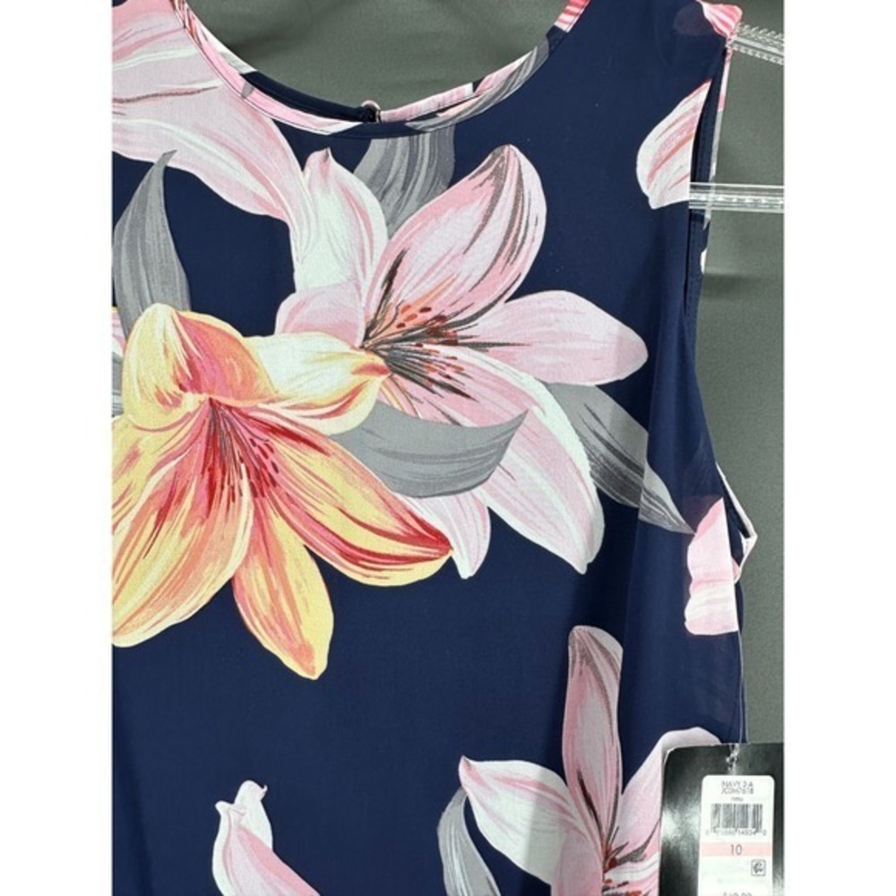 JH Collective Navy Lily Floral Print Sleeveless Dress Size 10 NWT - Picture 2 of 6
